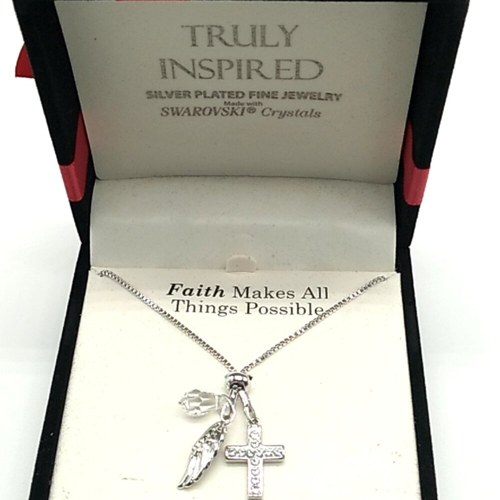 Truly Inspired Fine Jewelry Swarovski Crystal Necklace Silver Plated NIB
